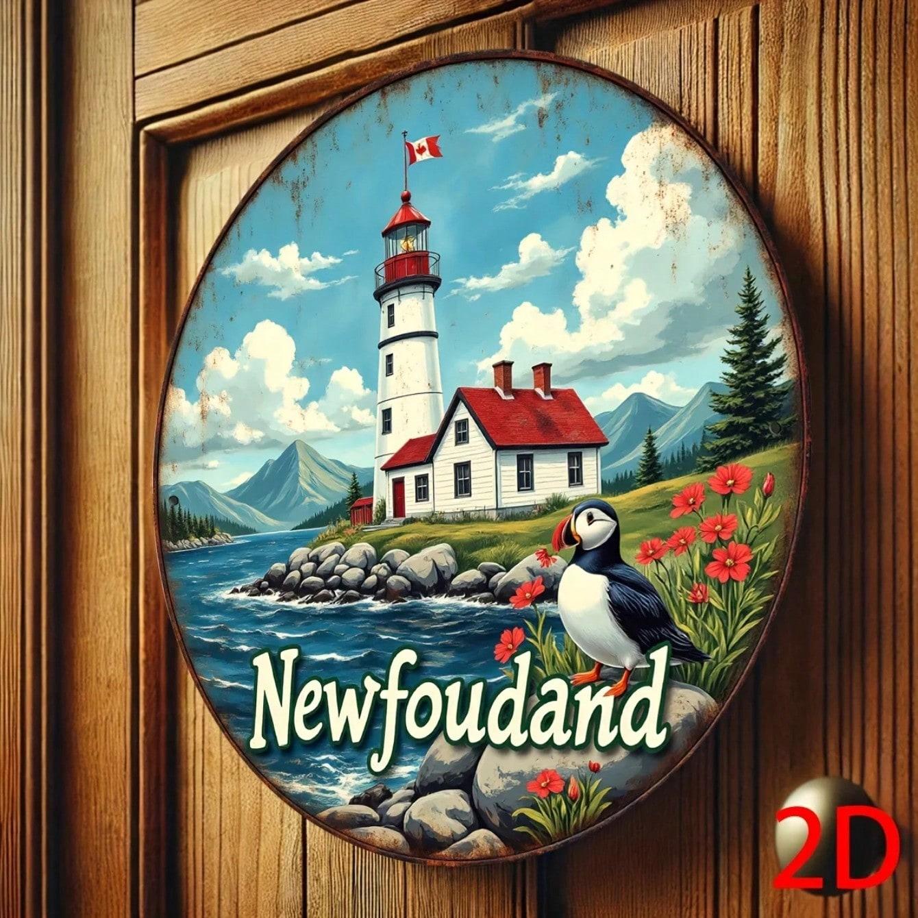 DORA Tin Sign Metal Plaque Round Nautical Art Lighthouse Wall Decor Rustic Home 20x20cm(8x8inch)