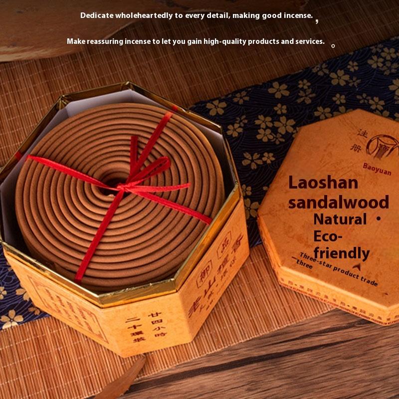 12/24 Hours Natural Incense Coils High-end Laoshan Sandalwood Living Room Household Deodorize Incense Coil Fragrance 15pcs/box