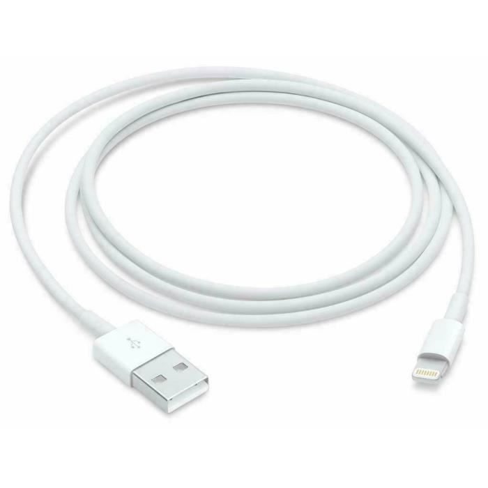 Cable de charge usb cordon renforcé 1m blanc pour iphone 6 7 8 plus x xs xr 11 pro max