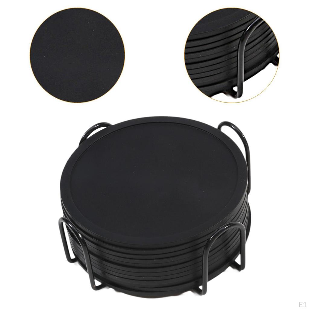 12 Pieces 10cm Silicone Coasters Coffee Coaster Heat Resistant Glass Cushion for Restaurant