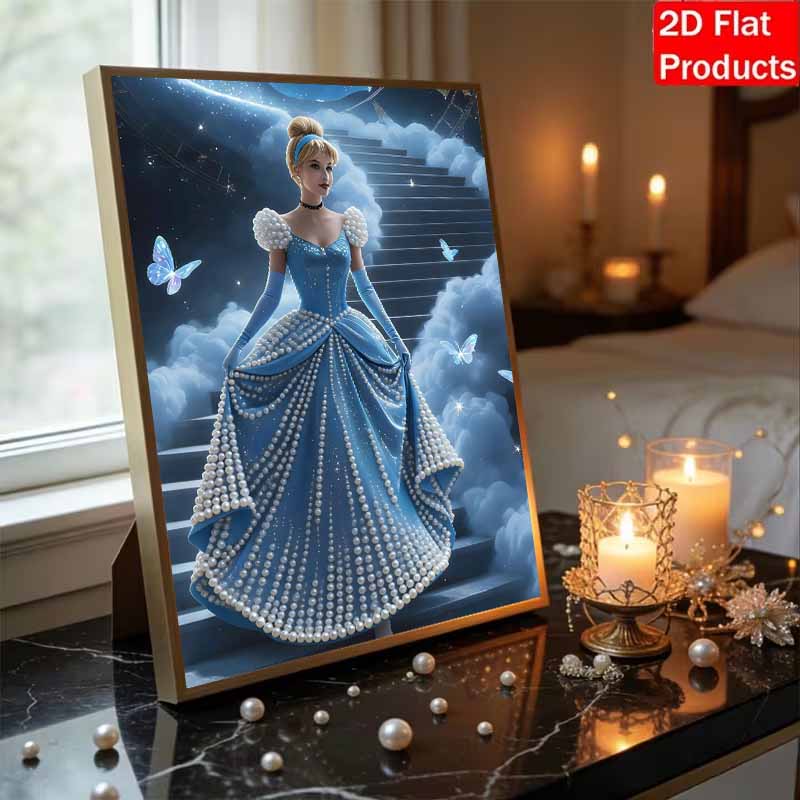 Disney Pearl Painting Set Cinderella On The Cloud Staircase Exquisite and Sparkling Artwork Perfect for Home Wall Decoration and Handmade Gifts