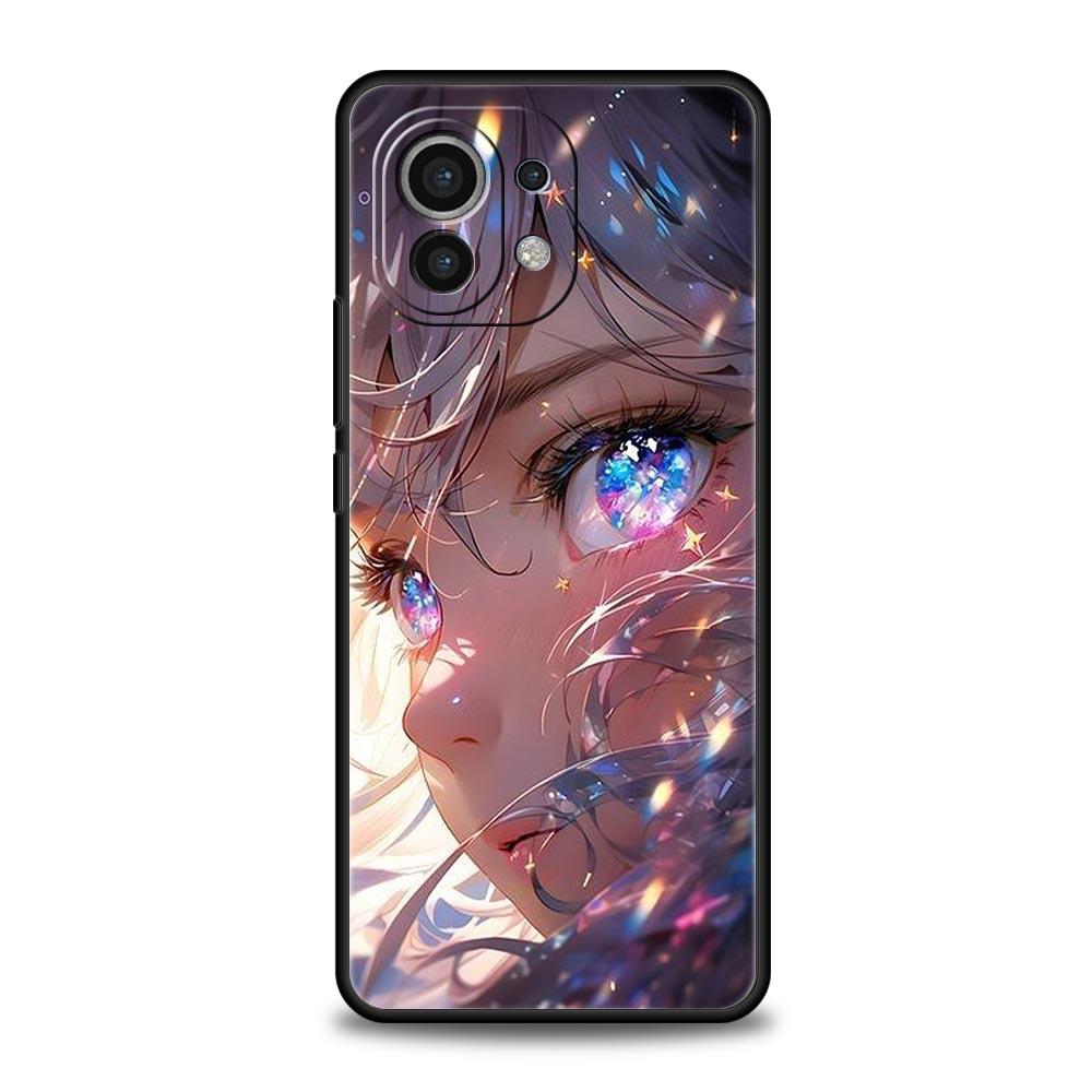 

Чехол для телефона с милыми глазами и рисунком мультфильма для Xiaomi 14 13 12 11 Lite 13T 12T 11T Pro 9T Mi Poco X6 X5 M3 X3 Pro F5 F4 F3 5G, черный чехол Xiaomi 13