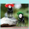 Face Man No Holding Umbrella Sitting Posture Hat Mini Model Desktop Ornament