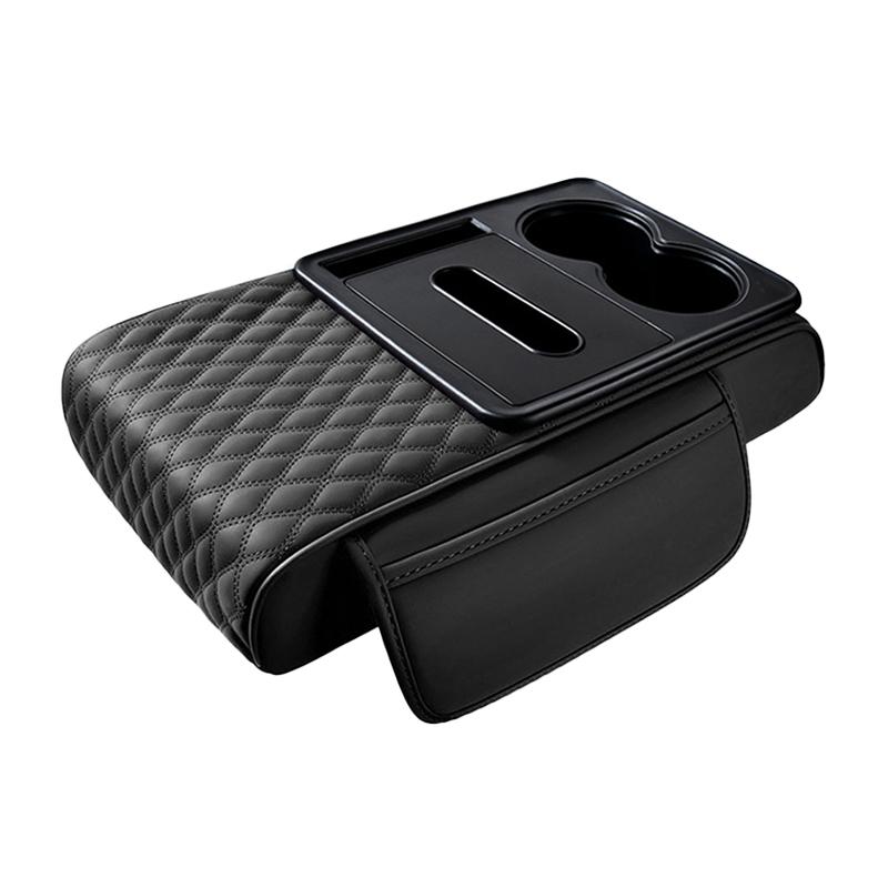 

Подлокотник центральной консоли автомобиля SEAMETAL, утолщенная подкладка для подлокотника, боковая удлинительная подушка с подстаканником, сумка-органайзер для салфеток 1pc чёрный