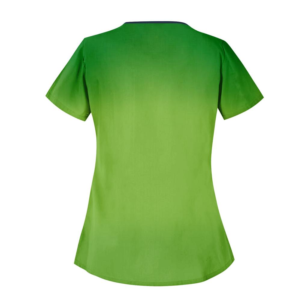 Dámské neformální vánoční kreslené pracovní oděvy s krátkým rukávem a dvojitými kapsami