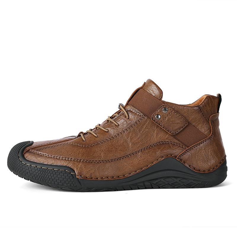 

Мужские кожаные ботинки ручной работы Удобные ботильоны для мужчин Повседневная обувь Ботинки большого размера Кожаные ботинки для мужчин 46 хаки