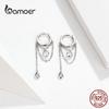 Bamoer Waterdrop Round Geometric Chain Dangle Earrings For Stylish Jewelry Women Sterling  Color Female Stylish Orecchini Sce638Geometric Chain