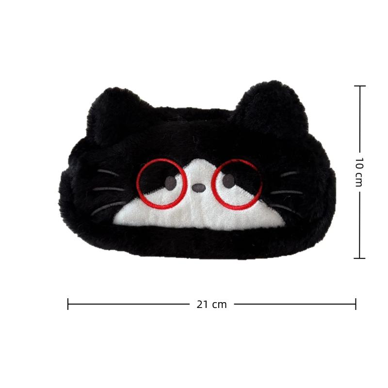 Cute Cartoon Embroidered Plush Cat Printed Pencil Case Student Stationery Storage Bag School Supplies Pen Stationery Gifts
