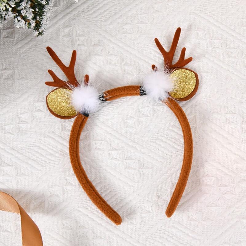 Christmas Plush Deer Antler Hair Clip Set (3-Pack)
