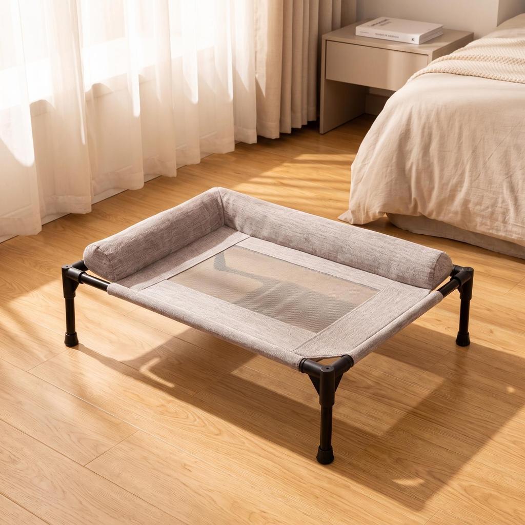 Raised Dog Cot with Padded Sides Cooling Elevated Pet Bed Bolsters for Dogs