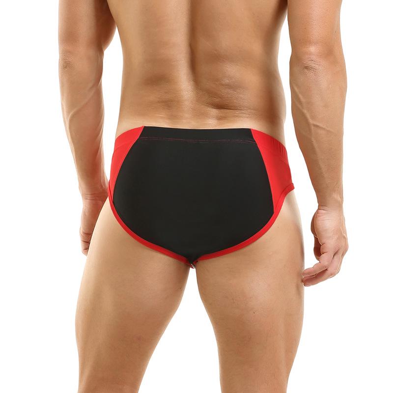 Men's European & American Color Block Zipper Swim Trunks