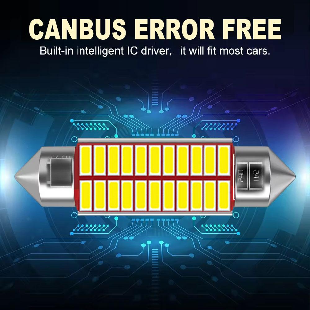 2/4/10/20 PCS C10W C5W LED Bulbs CANBUS Festoon 31/36/39/41MM 12V 6500K White 200LM Car Interior Dome Trunk Linse Plate Lights