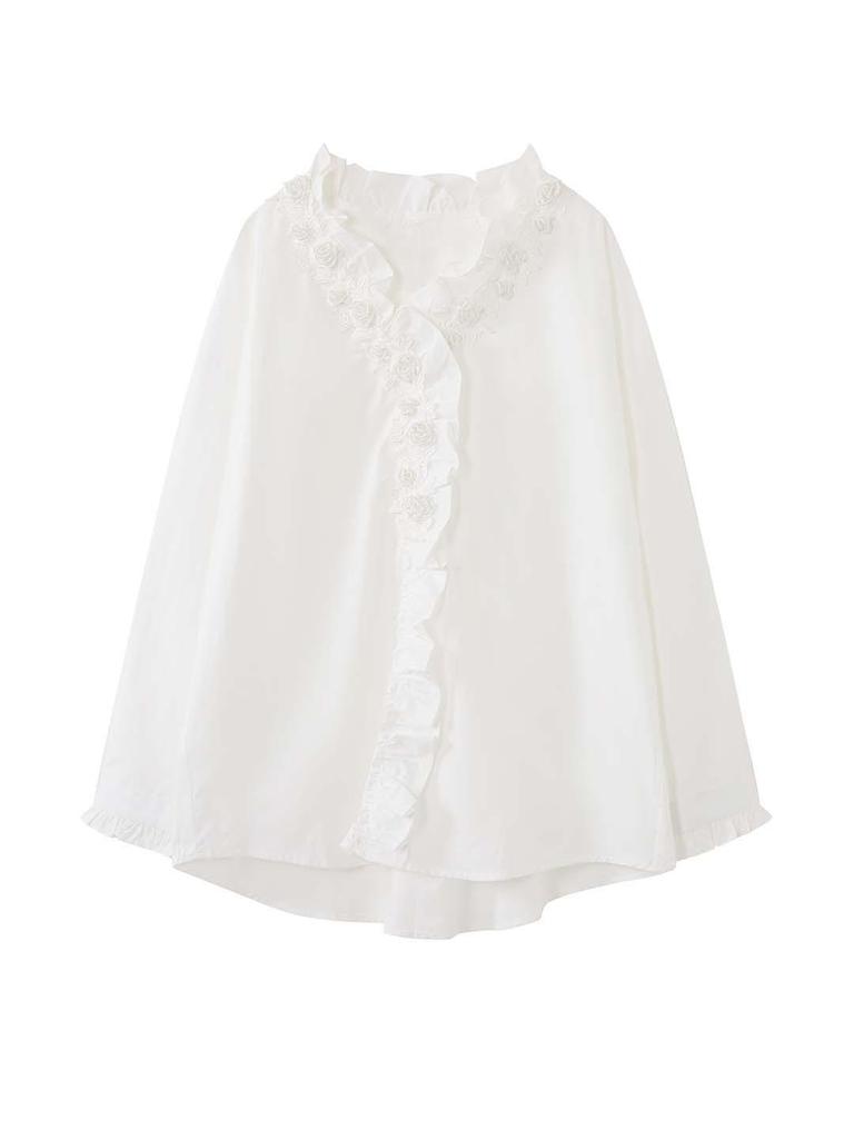 Spring Arrival Women's Beaded Rose Lace Patchwork Shirt