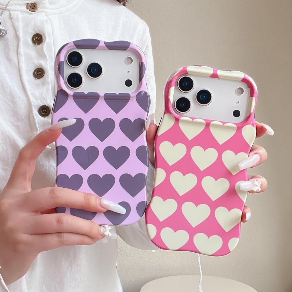 Niche Heart Color Block Case & Film for iPhone 17/16/15/14 Pro Max