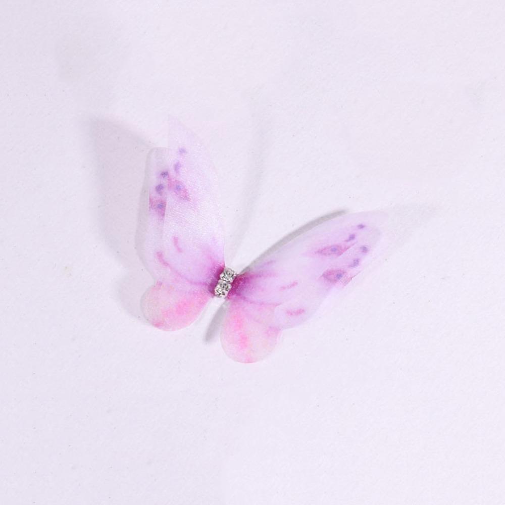 50Pcs Double Layer Butterfly Appliques 3D Translucent Chiffon Butterfly Dreamy DIY Handmade Butterfly Patch