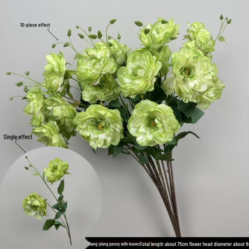 Lyxig Ylang-Ylang & Pion Konstgjord Blomsterarrangemang - Elegant Bröllopsdekor & Bordsmittpunkt