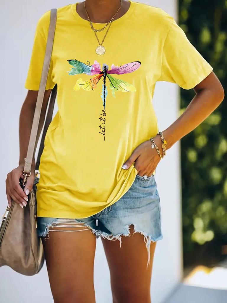 2024 Women's Short Sleeve Dragonfly Top