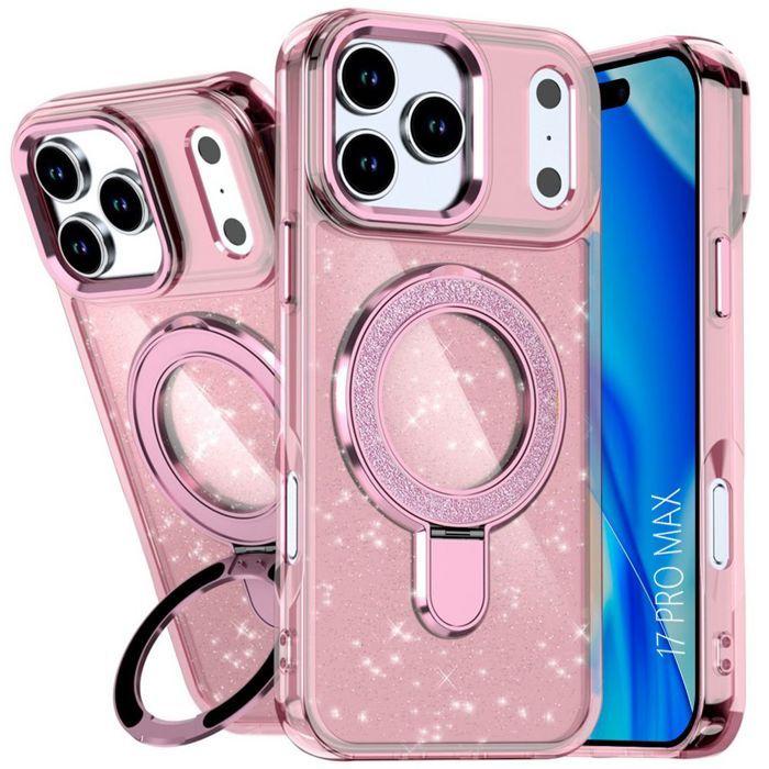 Coque de Protection - BOOLING - pour iPhone 17 Pro Max - Silicone et PC avec Cercle Magnétique - Rose