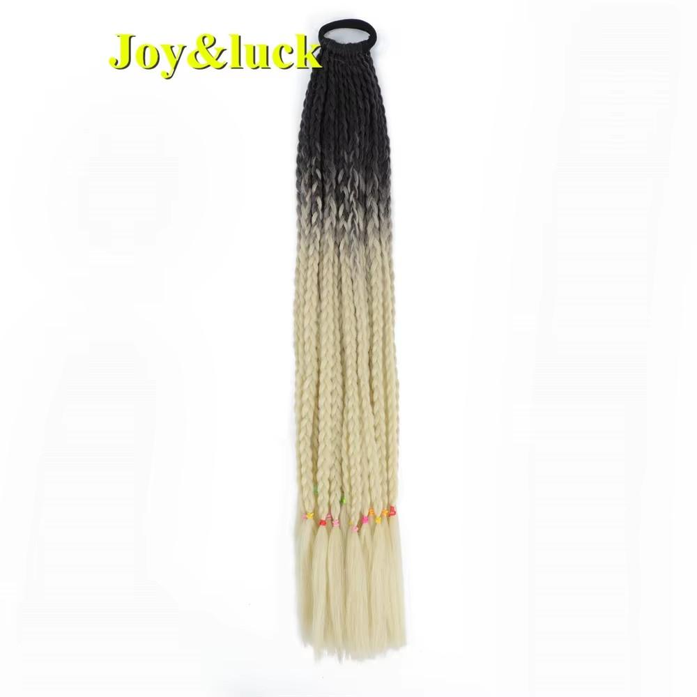24 Zoll Ombre Yaki Straight Synthetische Haarverlängerungen Mädchen Farbe Geflochten Zopf Gummiband Box Braid