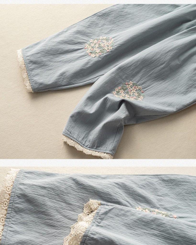 Women's Summer Cotton Linen Embroidered Harem Pants with Artistic Lace Stitching – Casual Nine-Point Bloomers