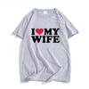 I Love My Wife Red Heart Symbol  T-shirts MEN T Shirts Korean Style  Personality Tshirts O-neck High Quality