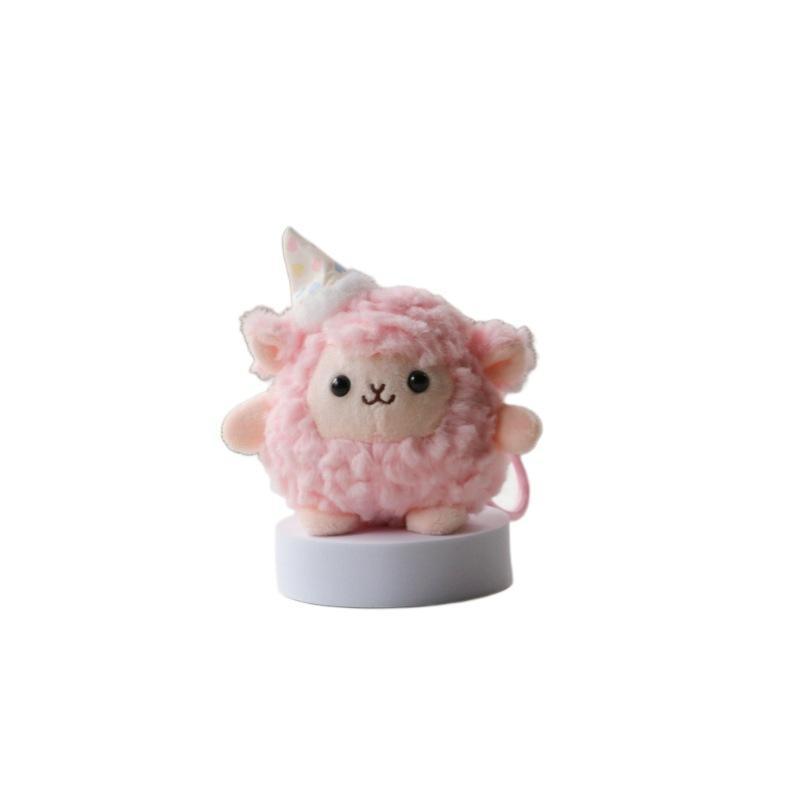 Fluffy Soft Mini Sheep Keychain Cartoon Anime Stuffed Lamb Pendant Adorable Bag Accessory for Girls School Backpack