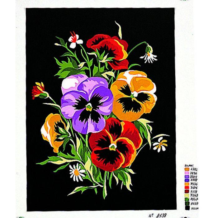 Canevas Pénélope Antique Pensées 30x40cm