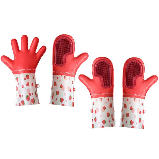 2Pcs Waterproof Strawberry Brush Gloves Convenient Powerful Cleaning Versatile Housework Gloves for Tableware