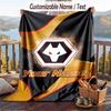 Flannel Blanket Wolverhampton Wanderers Football Print Custom Name Text Soft Throw for Sofa Bed
