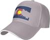 Colorado Flag Mountain Outline Baseball Cap Polyester Casual Adjustable Sun Protection Baseball Hat