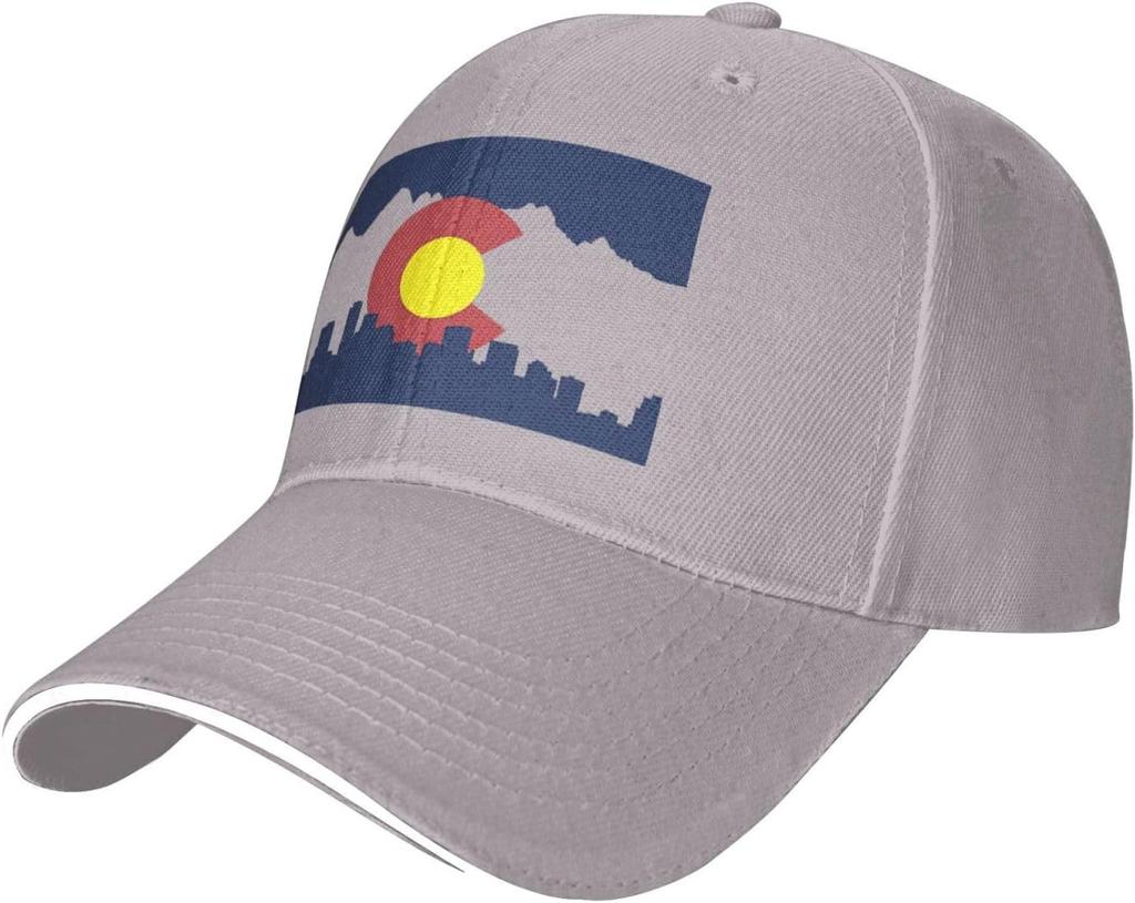 Colorado Flag Mountain Outline Baseball Cap Polyester Casual Adjustable Sun Protection Baseball Hat