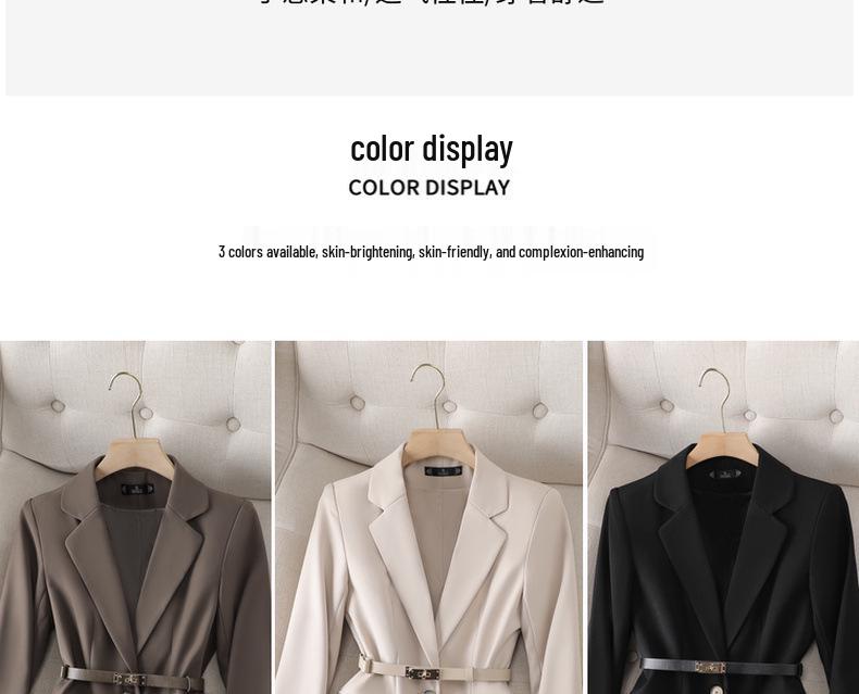 Jachetă costum casual profesională de toamnă/primăvară pentru femei, cu croială slim: La modă, Versatil, Elegant.