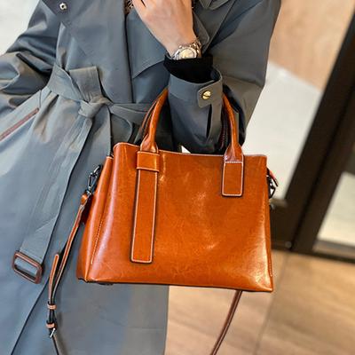 Genuine Leather Large Tote Handbags For Women  Trend Designer Commuter Work Ladies Shoulder Crossbody Bags