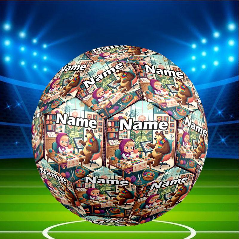 Custom Name Personalized Masha and the Bear Print Size 5 Soccer Ball Training & Match Football, for Team, Kicking, Gift for Football Enthusiasts
