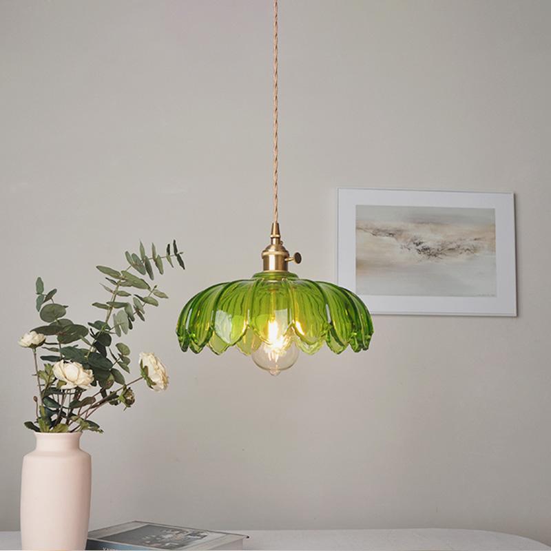 Brass glass chandelier Nordic vintage B&B bar Restaurant Bedside lamp Creative personality cafe bedroom lamp