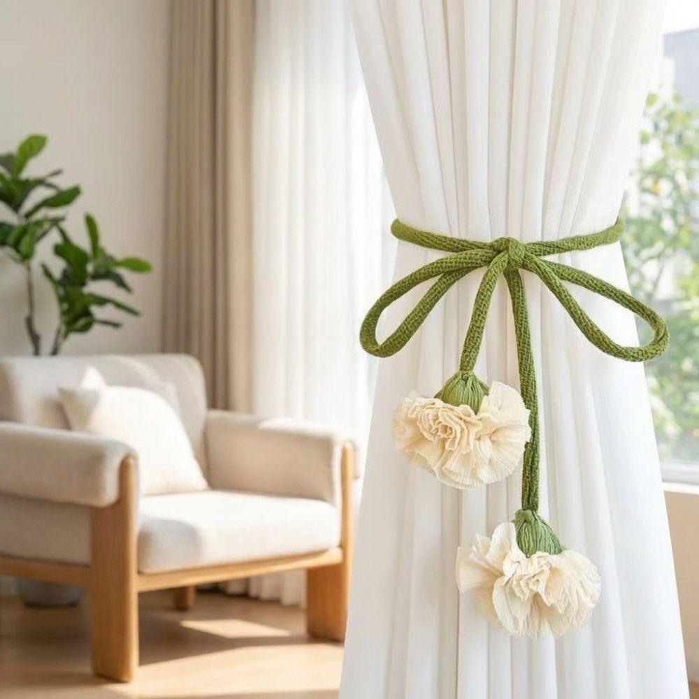 Adjustable Flowers Curtain Straps Decorative Carnation Curtain Tie Rope  Homestay Decor