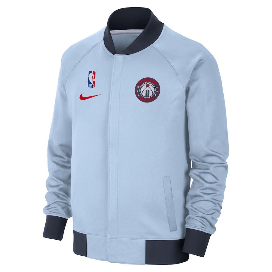 Коллаборация Nike X NBA Сезон 23-24 Вашингтон Уизардс Куртка мужская модная повседневная с воротником-стойкой Синяя FV9993-407 XL