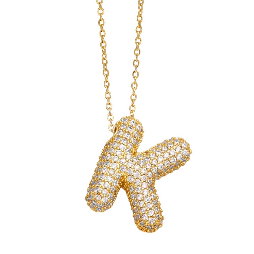 Alphabet 26 Letters Necklace Gold Color Women Sweater Chain Simple A-Z Letter Clavicle Chain  Daily