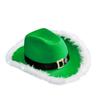 LED Santa Hat Green Cowboy Hat for Christmas Wide Brim Glowing Hat Festive Musical Festival Party Hat Cosplay Headwear