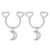2 Pezzi Anello Finto Capezzolo a Forma di Cuore con Pendente Acciaio Inossidabile Anelli per Capezzoli Senza Perforazione Clip On Anelli per Capezzoli Piercing Finto per il Corpo