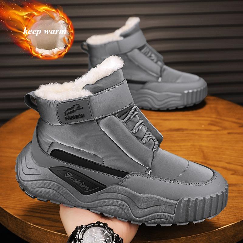 Men's Ankle Snow Boots Winter Plus Velvet Thick Warm Cotton Shoes Man Warm Thick NonSlip Casual Windproof Outdoor High-top Boots