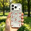 Case for Iphone 17 Pro 14 XR 16 Plus 15 Air 18 Pro Max 11 XS Max 13 12 Silver Glitter Crackle Background Small Red Cherries