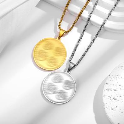 Stainless Steel Retro Texture Round Pendant Titanium Necklace - Hip-Hop Fashion Jewelry