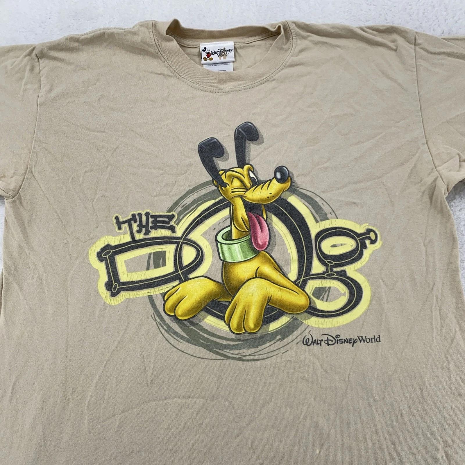 

Disney Pluto Shirt Mens Large Tan Walt Disney World Cartoon Dog Graphic Tee XL