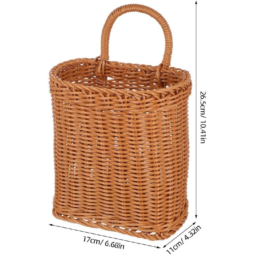 Cabilock Wall Hanging Basket, Wicker Woven Fruit Storage Baskets, Handmade Wall Kitchenware Container Boho Decor for Kitchen, Garden, Farmhouse,