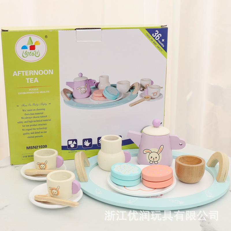 Play House Toy Kitchen Wooden Boy Girl Dessert Shop Ice Cream Tea Set Wooden Children'S Toys
