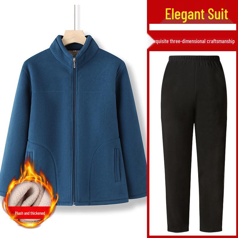 Women's Fleece Hoodie Jacket for Elderly - Winter & Spring Wear