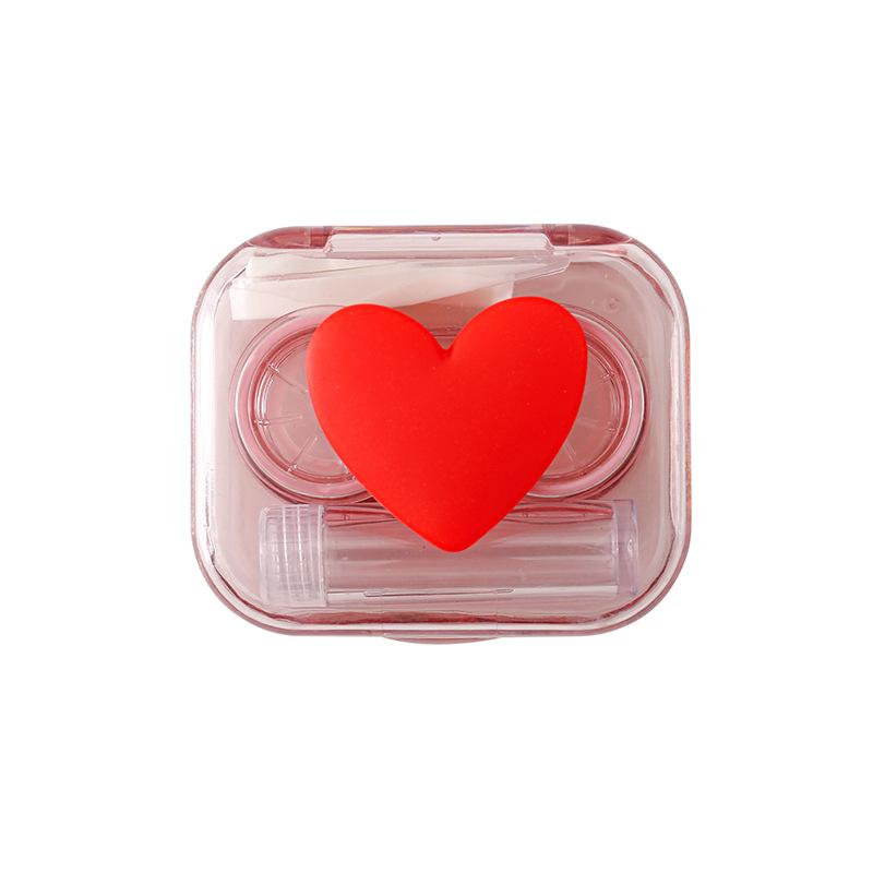 Kontaktlinsenetui in Herzform mit Pinzette, Mini-Kontaktlinsenbehälter mit schönen Augen, Reise-Set für Damen, Brillenzubehör