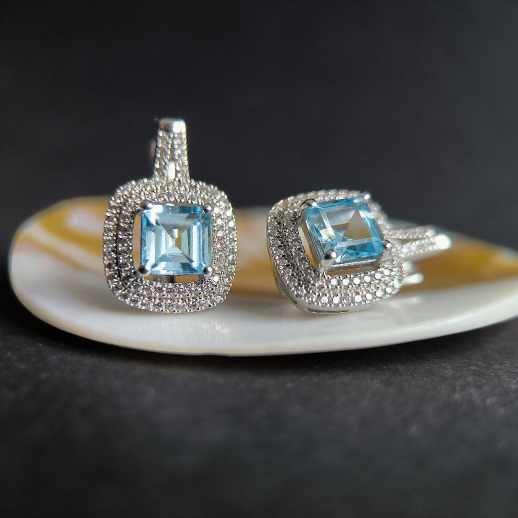 Серебряные серьги с натуральным топазом 5.867ct (2207177)