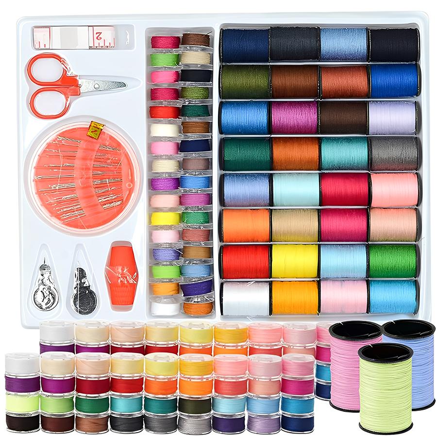 64Roll Sewing Thread Tool Set with Scissor Crochet Hook and Needle Multicolor Random Ship Household Handmade Sewing Accessories